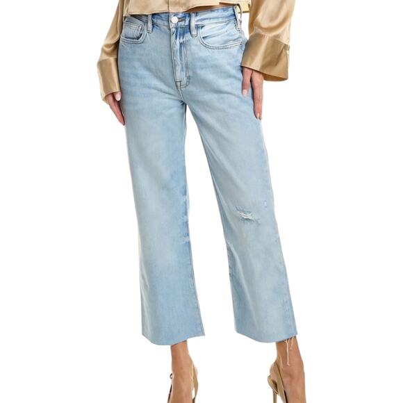 Frame‎ Le Jane Winslow Distressed Raw Hem Cropped Wide Leg Jeans Size 34 NWT - Picture 1 of 15